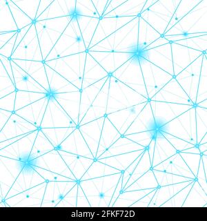 Reticolo poligonale blu con motivo senza giunture. Astratto sfondo della linea Modern Technology, sfondo. Design triangolare a basso contenuto di poly. Dati digitali Illustrazione Vettoriale