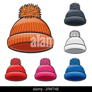 Illustrazione vettoriale del disegno di cartone animato di cappello di inverno Illustrazione Vettoriale