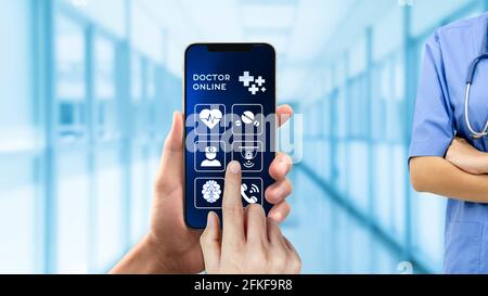 Online Medical Apps per appuntamento medico e consulenza virtuale Foto Stock