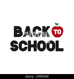 Scritta di ritorno a scuola isolata su bianco. Modello vettoriale facile da modificare per poster tipografici, logo design, banner, volantino, biglietto di auguri, cartolina, p. Illustrazione Vettoriale