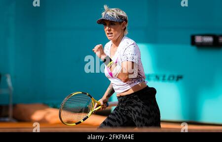 Bethanie Mattek-Sands degli Stati Uniti che giocano due volte al Mutua Madrid Open 2021, Masters 1000 torneo di tennis il 30 aprile 2021 a la Caja Magica a Madrid, Spagna - Photo Rob Prange / Spain DPPI / DPPI / LiveMedia Foto Stock