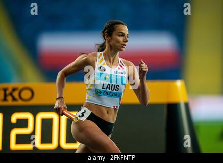 Stadio Slesiano, Chorzow, Polonia. 1 maggio 2021. World Athletics Relays 2021. Giorno 1; Laus del Belgio nelle Signore 4 x 400 Heats Credit: Action Plus Sports/Alamy Live News Foto Stock