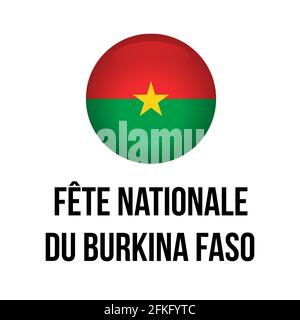 Burkina Faso Giornata Nazionale scritta in lingua francese con bandiera. Modello vettoriale facile da modificare per banner tipografico, volantino, adesivo, messaggio di saluto Illustrazione Vettoriale