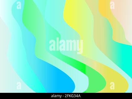 Sfondo a gradiente colorato astratto con onde. Colori: Blu, verde, giallo, arancione Illustrazione Vettoriale