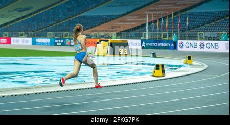 Stadio Slesiano, Chorzow, Polonia. 1 maggio 2021. World Athletics Relays 2021. Giorno 1; il Femke Bol colpisce la curva nel misto 4 x 400 Heats Credit: Action Plus Sport/Alamy Live News Foto Stock