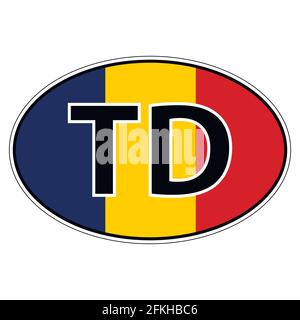 Adesivo su auto, bandiera Repubblica Ciad, Tchad Illustrazione Vettoriale