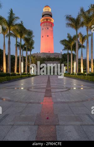 Parco faro a Xiamen al tramonto, Fujian, Cina Foto Stock