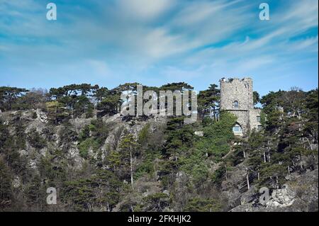 Torre nera nel paesaggio Mödling bassa Austria Foto Stock