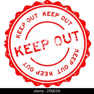 Grunge rosso tenere fuori la parola rotonda guarnizione di gomma stampigliata su sfondo bianco Illustrazione Vettoriale