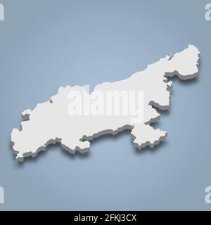 La mappa isometrica 3d dell'isola di Lantau è un'isola di Hong Kong, un'illustrazione vettoriale isolata Illustrazione Vettoriale