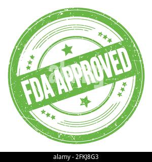 Testo APPROVATO dalla FDA sul bordo verde tondeggiante della texture. Foto Stock