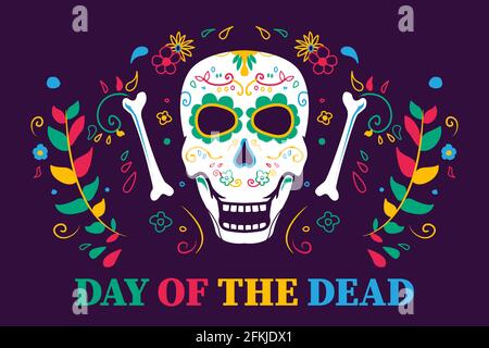 dia de muertos. giorno della morte. biglietto d'auguri Illustrazione Vettoriale