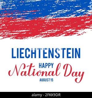 Liechtenstein National Day calligraphy scritta a mano. Poster tipografico del Liechtenstein Independence Day. Modello vettoriale per striscioni, volantini, adesivi, g Illustrazione Vettoriale