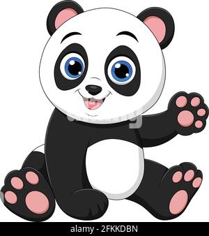 Carino Panda cartoon animale vettore illustrazione Illustrazione Vettoriale