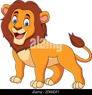 Simpatico Lion cartoon animale vettore illustrazione Illustrazione Vettoriale