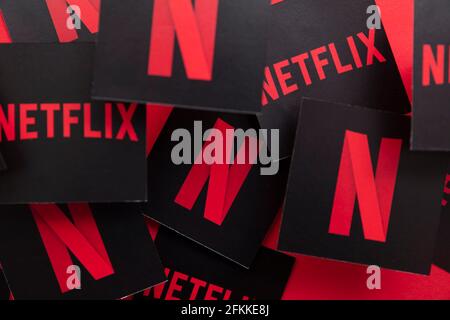 LONDRA, UK - APRILE 2021: Logo Netflix on demand del servizio di fumatura di film e tv Foto Stock