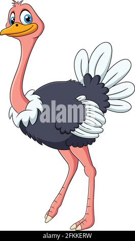 Cute Ostrich animal cartoon illustration Stock Vector