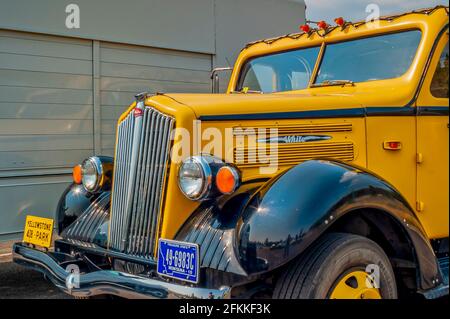 1936 autobus del tour White Model 706, Parco Nazionale di Yellowstone Foto Stock