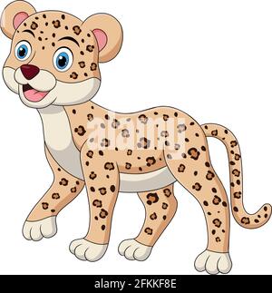 Simpatico cartoon leopardo animale illustrazione vettoriale Illustrazione Vettoriale