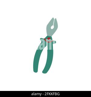 Pinze, morsa Attrezzo per riparazioni domestiche portatile. Illustrazione vettoriale colorata disegnata a mano isolata Illustrazione Vettoriale