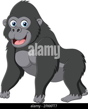 Carino Gorilla cartoon animale vettore illustrazione Illustrazione Vettoriale