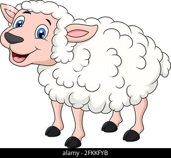Carino pecora animale cartoon illustrazione Illustrazione Vettoriale