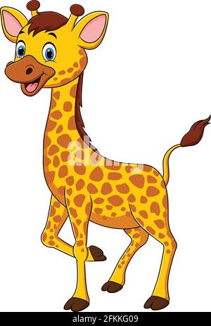 Carino Giraffe cartoon animale vettore illustrazione Illustrazione Vettoriale