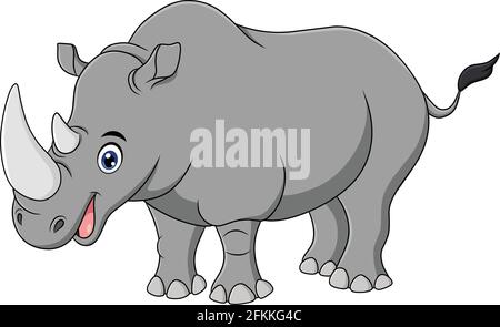 Simpatico Rhinoceros animale cartoon illustrazione vettore Illustrazione Vettoriale