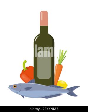 bottiglia vino clipart fish