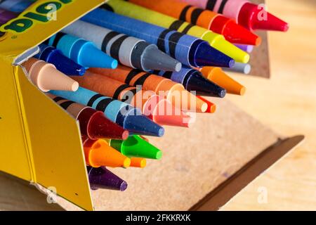 I pastelli di Crayola sono articoli d'arte popolari per i bambini, Stati Uniti Foto Stock