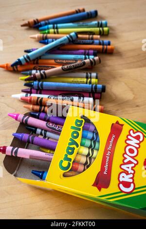 I pastelli di Crayola sono articoli d'arte popolari per i bambini, Stati Uniti Foto Stock