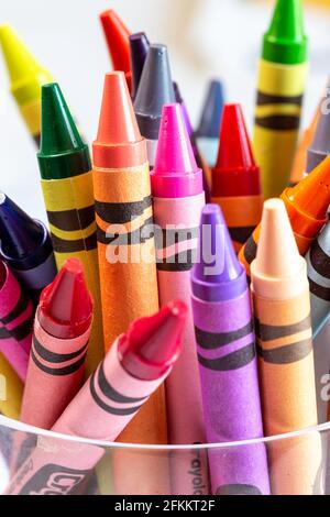 I pastelli di Crayola sono articoli d'arte popolari per i bambini, Stati Uniti Foto Stock