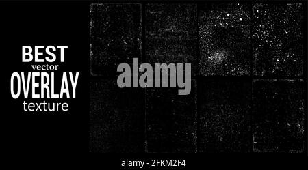 Sovrappone la texture del timbro con effetto grunge, danni, vecchio, calcestruzzo, effetto spray e schizzi di inchiostro goccia. Migliore francobollo sporco sgranato. Vernice diversa Illustrazione Vettoriale