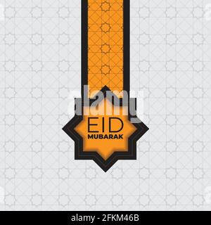 EID mubarak illustrazione vettoriale con disegno geometrico di sfondo. Buon modello per il disegno islamico. Illustrazione Vettoriale