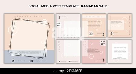 Set di modelli femminili di post sui social media. Ottimo modello per la pubblicità online. Illustrazione Vettoriale