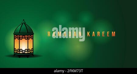 Linea Lantern art design con sfondo verde. modello ramadan kareem. Ottimo modello per ramadan o eid design. Illustrazione Vettoriale