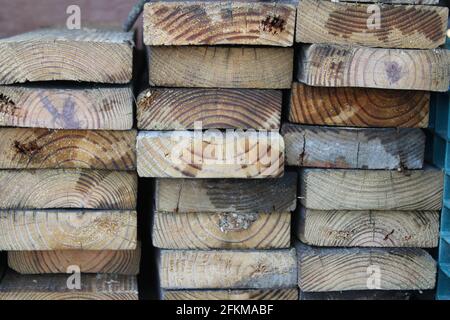 Closeup di tavole di legno a motivi geometrici Foto Stock