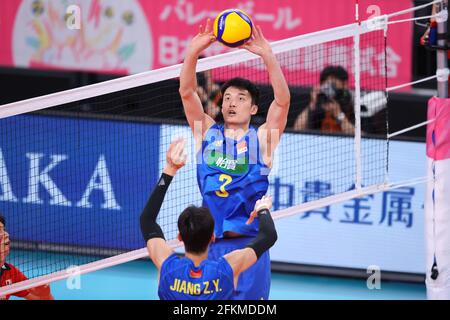 Ariake Arena, Tokyo, Giappone. 2 maggio 2021. Cheng Guo (CHN), 2 MAGGIO 2021 - Pallavolo : Giochi di Pallavolo internazionali -sfida di Tokyo 2021- tra il Giappone 3-1 Cina all'Ariake Arena, Tokyo, Giappone. Credit: YUTAKA/AFLO SPORT/Alamy Live News Foto Stock