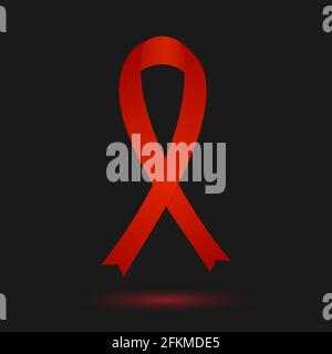 Giornata mondiale della memoria delle vittime dell'AIDS. Nastro rosso. Simbolo di consapevolezza. Concetto medico. Illustrazione vettoriale della giornata mondiale dell'AIDS. Modello di progetto facile da modificare Illustrazione Vettoriale