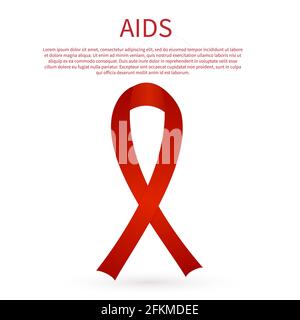 Giornata mondiale della memoria delle vittime dell'AIDS. Nastro rosso. Simbolo di consapevolezza. Concetto medico. Illustrazione vettoriale della giornata mondiale dell'AIDS. Modello di progetto facile da modificare Illustrazione Vettoriale