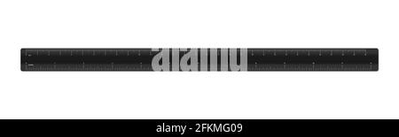 Righello 30 cm o 12 pollici con scala numerica isolata su sfondo bianco. Strumento di misurazione. Cartoleria per la scuola, l'istruzione e gli uffici. Vettore ill Illustrazione Vettoriale