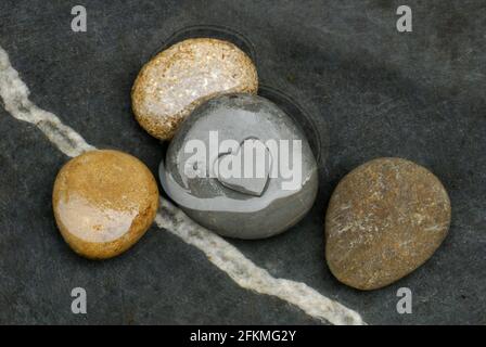 Pietre e pietra del cuore Foto Stock