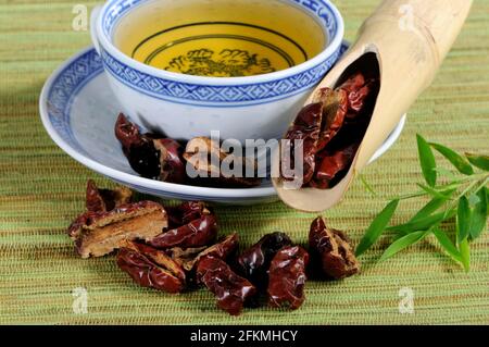 Tazza di tè alla frutta Jujube (Jujubae fruttus), da Zao, tè alla frutta Jujube, tè alla frutta Jujube Foto Stock