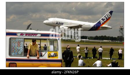 Farnborough int Air show 2004.....gli spettatori guardano una foto di David Sandison 19/7/2004 Foto Stock