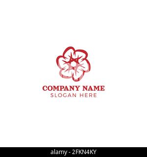 Red Flower Company Abstract Logo Design isolato su bianco Illustrazione Vettoriale