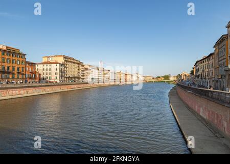 Firenze Panorama Fiume Arno, Tuscani, Italia Foto Stock