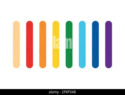 Bastone di pop-sicle di colore per il gioco o il set di gelato. Illustrazione Vettoriale