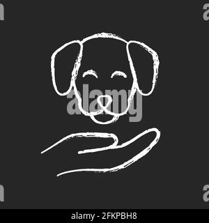 Icona bianca in gesso per animali domestici su sfondo nero Illustrazione Vettoriale