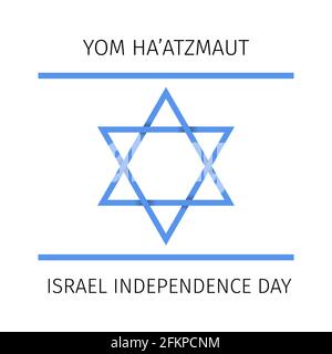 Giorno dell'Indipendenza di Israele (Yom Haatzmaut). Stella di David. Illustrazione vettoriale delle festività ebraiche. Modello facile da modificare per banner, poster, cartello, volantino, pos Illustrazione Vettoriale