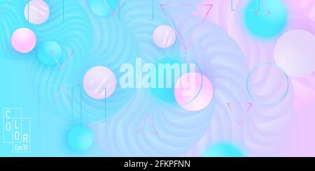 Sfondo a colori. Schema del fluido. Sfere morbide rosa e blu. Illustrazione Vettoriale
